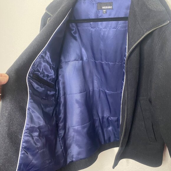 Murano Wool Blend Jacket Mens L Black Full Zip Dress Coat Lined - Picture 4 of 13